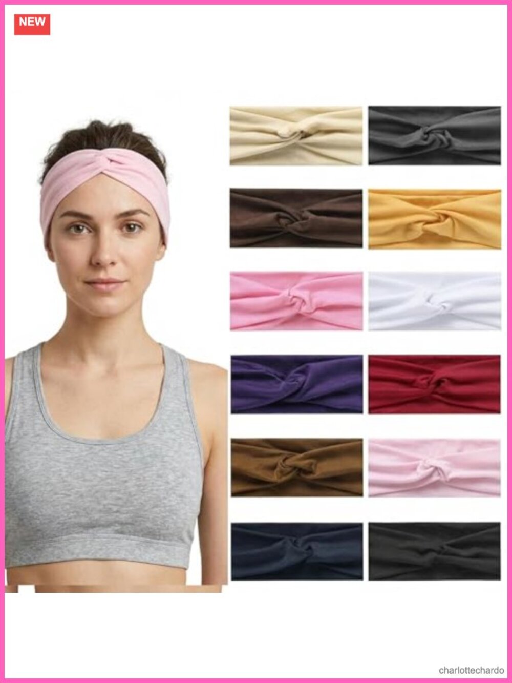 12 Pack Stretchy Twist Knotted Sport Headbands Soft Wide Non-Slip Yoga Workout